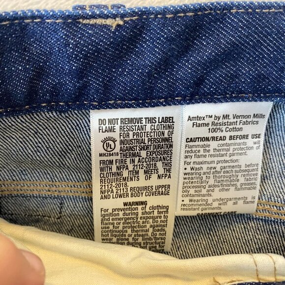 NWT Dickies Mens Flame Resistant Carpenter Jeans 36x30 Work Pants Blue Denim - Picture 15 of 16